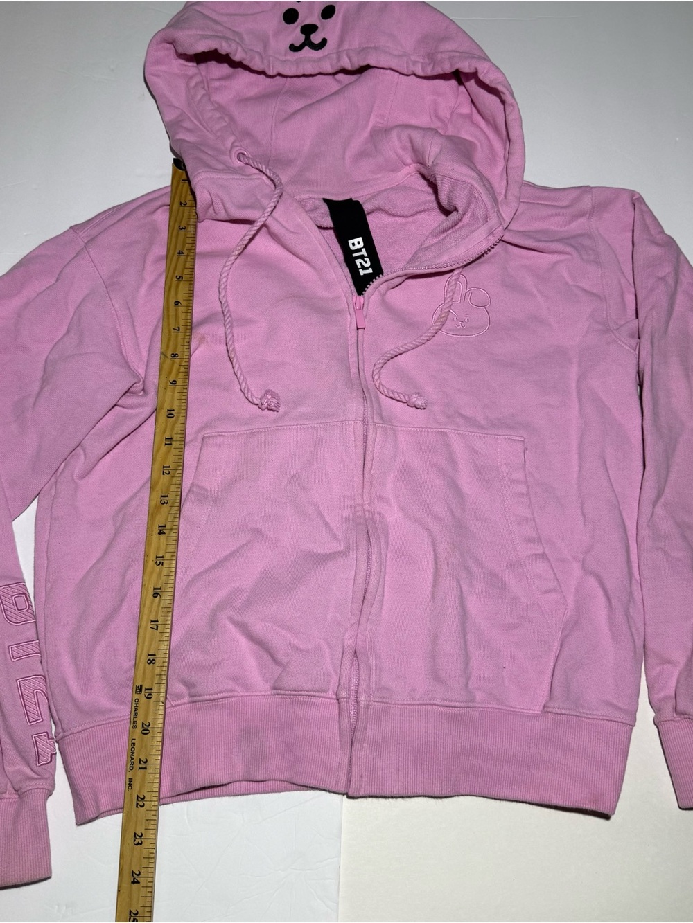 COOKY (Jungkook) BTS Hoodie Zip-up Pink Size Medium “BT21" Rare - Picture 2 of 9